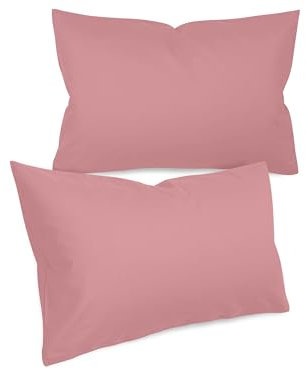 npluseins Federe in tinta unita in confezione doppia e design sobrio 1154.1498, circa 40 x 60 cm, colore: rosa antico