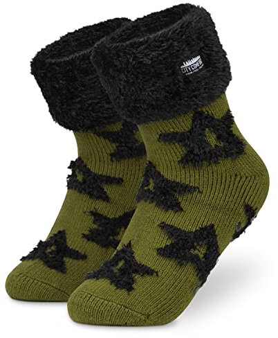 CityComfort Kuschelsocken Damen, Dicke Rutschfeste Haussocken (Grün)