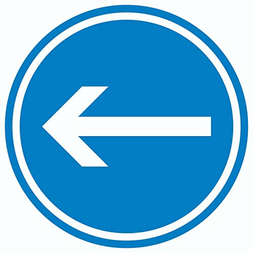 Richtungspfeil links Aufkleber Kreis weiss blau Pfeil Ø200mm