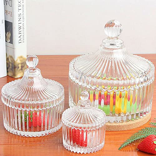 eKsdf Zuckerdose Bonbonglas mit Deckel,Glasdosen Bonbongeschirr Bonbonniere Vorratsgläser Süßigkeiten Gläser Bonbonbehälter Staubdicht Kristallglas Tablett für Party Dekorative Bonbonbuffet Snacks(M)