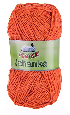 50g Strickgarn Johanka Strick-Wolle Handstrickgarn Klassikgarn Sommergarn Farbwahl, Farbe:076 kürbisorange