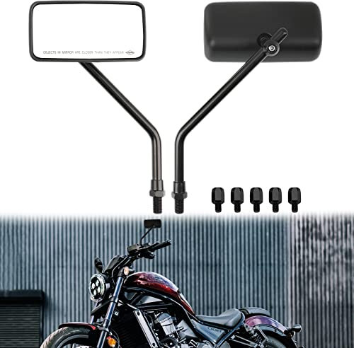 Schwarz Motorrad Lenker Spiegel, M8 M10 Rückspiegel moto mit Packung Schraube für Scooter Street Bike Cruiser Chopper Sport Bike ATV