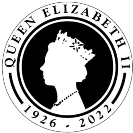 Aufkleber „QUEEN ELIZABETH II Krone“ Schild Folie selbstklebend | Ø5-30cm Made in Germany, Größe: Ø10 cm