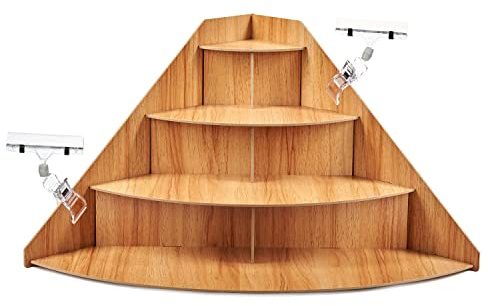 Tapeera 4-stöckiger Einzelhandel Holzständer – Bauernmarkt Handwerk Messe Display Rack – Kerzen, Seifen, Tassen, Becher, Becher, Eckständer für Bastelausstellungen – gebogene Arbeitsplatte Tisch