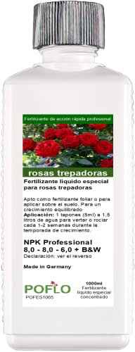 POFLO Fertilizante para rosas trepadoras y rosas arbustivas, fertilizante líquido premium de la línea profesional (1000ml)