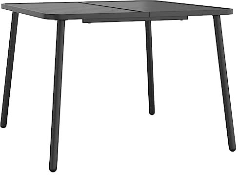 vidaXL Gartentisch, Garten Esstisch Latten-Design, Terrassentisch Stahlgestell, Gartenmöbel Tisch, Modern, Anthrazit 100x100x71cm Stahl
