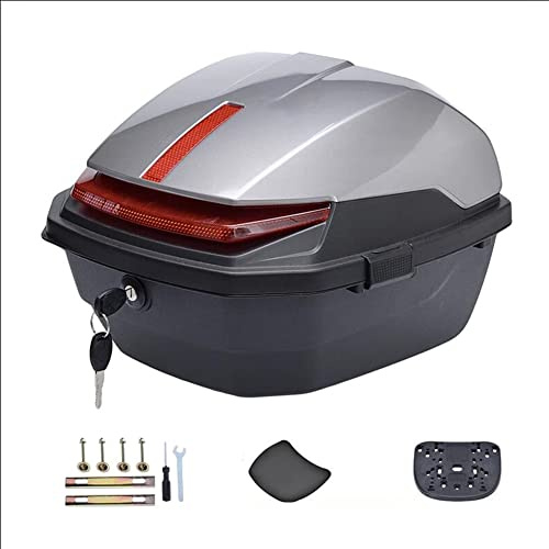 AVIITI Motorrad Touring Top Box Große ABS-Kapazität wasserdichte Helmtasche Für Motorrad Moped Hinten Koffer,Silber,36x40x28cm