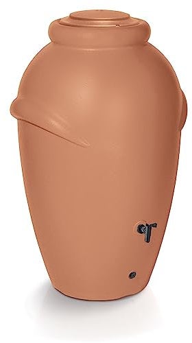 Serbatoio per Acqua Piovana Aquacan 360L | 72x80x120 cm | 2 Punti di Attacco | Incluso Inserto per Fiori Rubinetto e Sistema di Raccolta Acqua | Cisterna da Giardino | Colore Terracotta Design Moderno