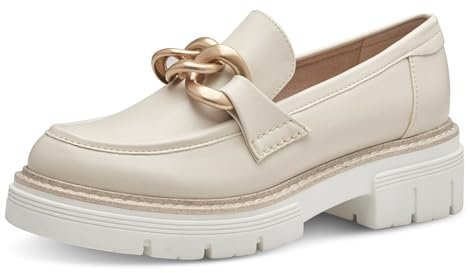 MARCO TOZZI Damen Loafer mit Absatz mit Plateausohle Vegan, Beige (Cream/gold), 37 EU