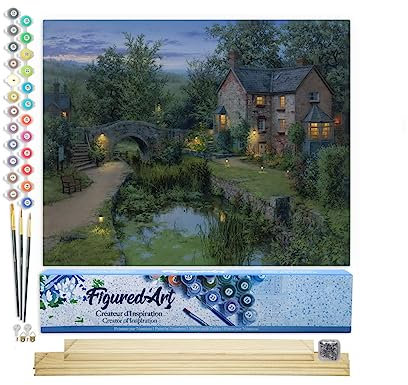 Figured'Art Pintar por Numeros Adultos Remanso de paz brillante - Manualidades pintura acrilica Kit Cuadro DIY completo - 40x50cm monta tu propio bastidor