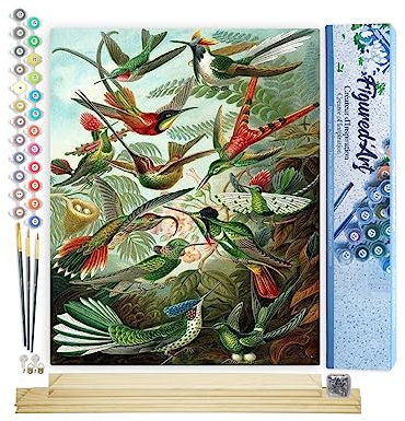 Figured'Art Peinture par Numéro Adulte Tous les oiseaux - Activité Manuelle Kit de Loisir Créatif DIY Numéro d'Art Complet - 40x50cm avec châssis en bois à monter