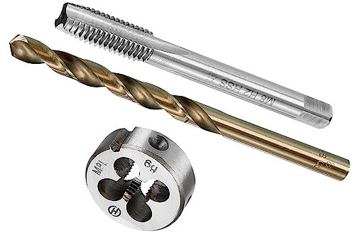CoCud Metrisches Gewindebohrer Matrize Bohrer Bit Set M8 x 1.25 Matrize Gewinde 6.8mm Bohrer Durchmesser Linke Hand Maschinenschraube Werkzeug - (für Gewindeschneiden Reparatur)
