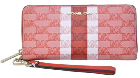 Michael Kors Jet Set Travel Continental Wristlet Signature Striped Logo, Dunkle Sangria, Inches