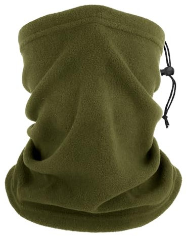 WLLHYF Winter Neck Warmer, Neck Gaiters Fleece Windproof Face Covering Warmer Snoods Face Scarf for Winter Outdoor Ski, Snowboard, Running Cycling (ArmyGreen)