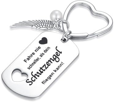 Schlüsselanhänger Schutzengel Auto Führerschein Bestanden Geschenk für Frauen Glücksbringer Auto Fahr Vorsichtig Schlüsselanhänger Frauen Herz Form Drive Safe Engel Glücksbringer