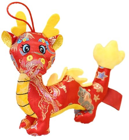 Peluche Dragon Chinois (20cm Rouge) - Peluche Dragon du Nouvel an Chinois | Ornement De Table pour Le Festival du Printemps du Nouvel an Chinois, Décoration | Festival De Printemps