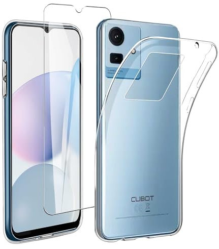 JDXHFF Cover Compatibile con Cubot Note 50 (6.56) Trasparente e Pellicola Protettiva in Vetro Temperato - Custodia Morbido Silicone Protettivo TPU Case Clear