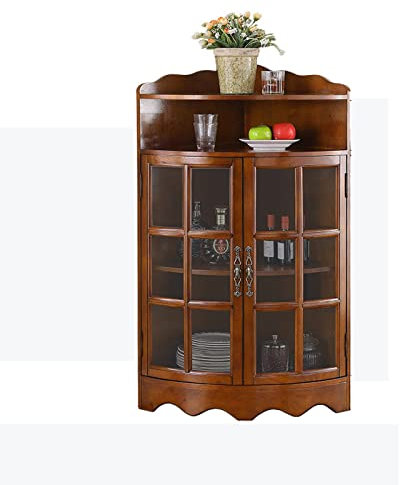 MOOWI Weinschrank Eckiger dreieckiger Aufbewahrungsschrank aus Weinholz mit Zwei Türen und verstellbarem Regal for Badezimmer, Wohnzimmer, Esszimmer oder Küche Barschrank (Size : Small, Color : A)