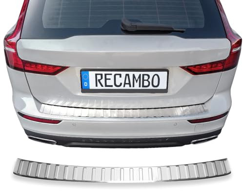 RECAMBO Ladekantenschutz Edelstahl Hochglanz poliert, Chrom Look - kompatibel für Volvo V60 2 - BJ ab 2018 - Styling und Schutz für die Stoßstange