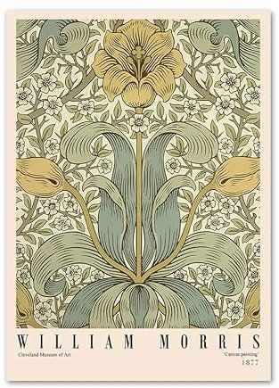 GIBOH William Morris Poster und Drucke mit blauen, gelben Blumen und Blättern, Vintage-Wandkunst, Klassische Leinwandmalerei, nordische Bilder für Heimdekoration, 50 x 70 cm x 1, ohne Rahmen