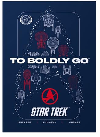 Displate Offiziell Star Trek MetallPoster Magnetische Befestigung Inklusive Lizenziert Bilder Hochwertiges Poster Star Trek Universe To Boldly go Poster 45 cm x 32 cm