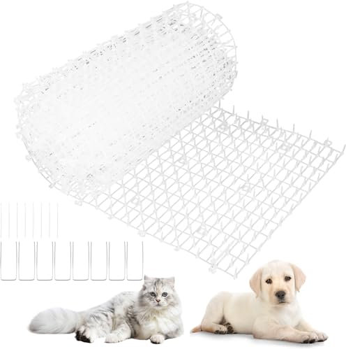 AKOLAFE Griglia per Spine Contro Gatti, 30 x 200 cm, per Giardino, in plastica, con 8 Punte, Colore Bianco, per Cani, Gatti, Animali Selvatici, Interni ed Esterni