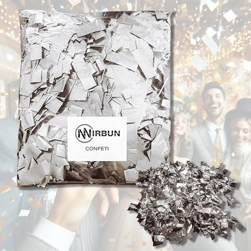 NIRBUN Silber Konfetti 1KG ideal für Hochzeitsdekoration, Geburtstagsdekoration, Luftballons geburtstag Party, Weihnachten, Konfettikanone, Hochzeitsdekoration, Silberhochzeit, Silvesterdekoration