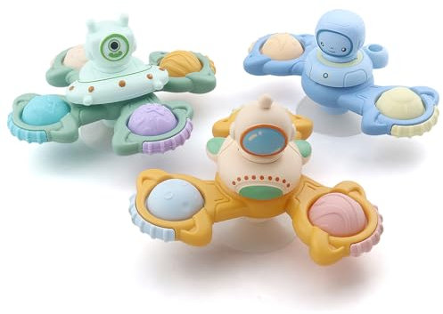 Baby Spinners with Suction Cups, Fidget toy with Animatronic 3D Design for Kids and Toddlers (Space)