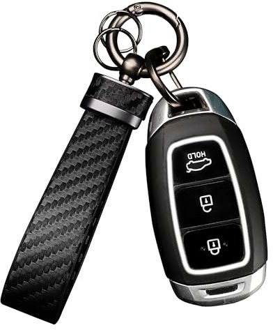 GTLM Schlüsselanhänger Auto Leder,Personalisierte Schlüsselanhänger aus Kohlefaser mit D-Ring,Auto Zubehör Schlüsselring (Schwarz)