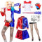 Quinn Kostüme für Erwachsene,Quinn Kostüm Cosplay Costume Set mit Baseballschläger Aufblasbar,Temporäre Tattoos,Handschuhe,Jacke,T-Shirt,Shorts,Netzstrümpfe für Karneval Cosplay (Erwachsene, XL)