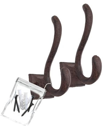 your castle Haken 2er Set Dekorativer Wandhaken Garderobenhaken Kleiderhaken aus Gusseisen, je Haken 11 cm hoch 4 cm breit. Mit Schrauben & Dübeln