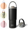 Isolierte Wasserflasche mit Strohhalm und Griff, Edelstahl-Wasserflaschen für Auto, Sport, Zuhause, Büro und Schule, 750 ml, auslaufsichere Flaschen (Ebenholz)