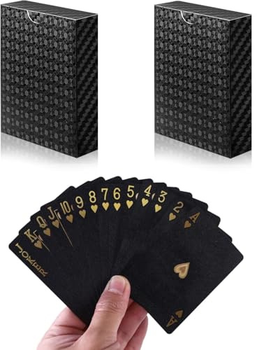 LSLFQYQSK Spielkarten 2 Pack – Wasserdichte Spielkarten – Kartenspiele für Familien – Vintage Casino Karten Themen-Spiele für Erwachsene