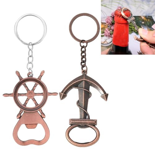 Zerquell 2 Stück Nautische Thema Bier Flaschenöffner Schlüsselanhänger, Anker und Ruder Flaschenöffner im Retro Stil, Bottle Opener Keychain für Tasche, Partys, Küche, Bar