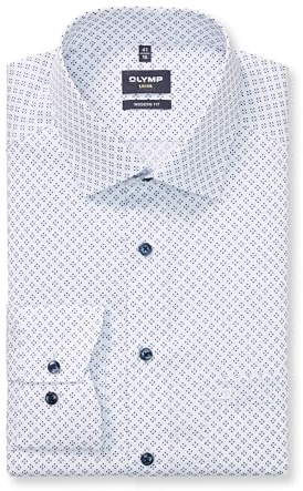 OLYMP Herren Oberhemd Langarm Luxor,Rotationsdruck auf y/d Dobby,465 Modern Fit 20,13 New Kent