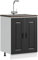 Homgoday Mueble bajo para Fregadero Kalmar Negro 60x46x81,5 cm Mueble bajo de Cocina Módulos de Cocina sin encimera Mueble de Lavabo