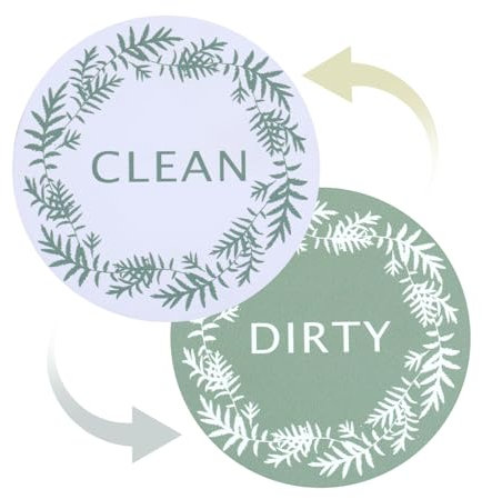 Dishwasher Magnet Clean Dirty Sign, Reversible Double Sided Clean Dirty Magnetic Flip Indicator Sign for Stainless Steel Dish Washer for Home Organization Accessories (White, Light Green)
