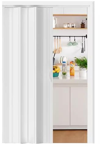 Porta a fisarmonica pieghevole in PVC, per lavanderia, dispensa, armadio, divisorio, cancelletto scorrevole plissettato (55,9 x 203 cm)