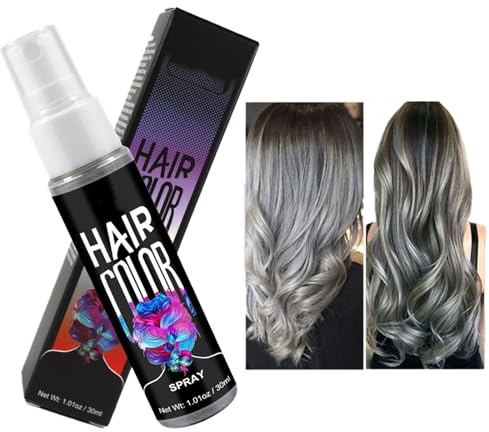 Temporary Hair Colour Spray - Instant Washable Grey Dye for Kids & Adults - Coloured Hair Spray for Parties, Halloween, Birthdays, Cosplay, Christmas