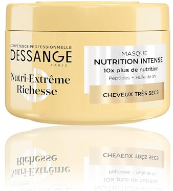 DESSANGE Masque Nutrition Intense Nutri-Extrême Cheveux Très Secs 280ml | Peptides & huile de lin, Réparateur nourrissant, Redonne douceur & souplesse, Gamme Nutri-Extrême