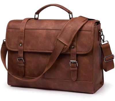 LOVEVOOK Aktentasche Herren Laptoptasche, Vintage Arbeitstasche Ledertasche Messenger Bag Handtasche Umhängetaschenfür Uni Büro Schule Business