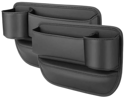 Autositz Lücken Aufbewahrungsbox für Benz/AMG SLK SLC R170 R171 R172 SLK 55 32, Vordersitze Organizer Lückentasche Mittelkonsolen Seitentaschen mit Getränkehalter,A/Black