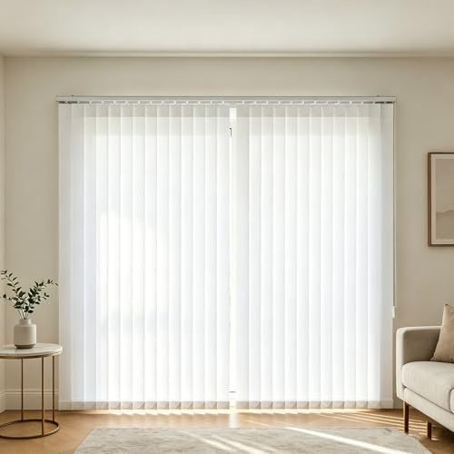 Tende Verticali A Lamelle 98mm Oscuranti, Termiche per Ufficio e Casa, Tenda A Strisce Verticali per Finestra - Veneziane da Interno Regolabili - Bianco Blu Beige Grigio(210W x 160H cm)