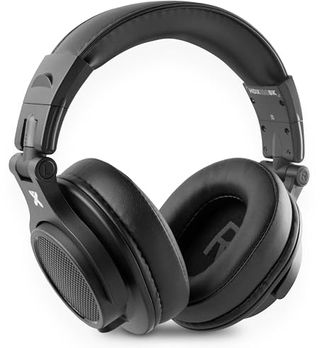 Vonyx HDX120BK Auriculares DJ con Drivers de 40 mm Negros | Almohadillas cómodas, sonido equilibrado, amplia compatibilidad, para mezcla y producción