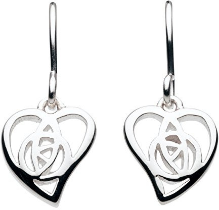 Dew Women's Sterling Silver Heritage Mackintosh Open Rose Heart Drop Earrings