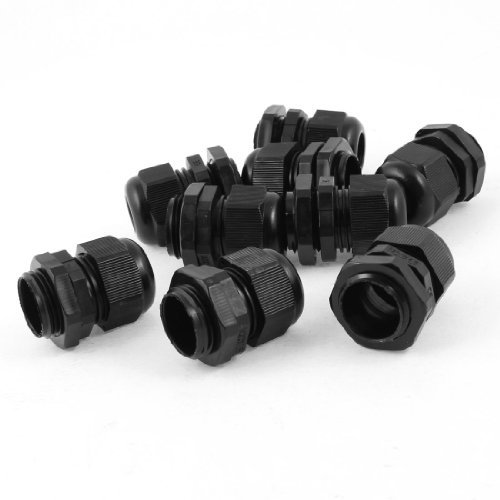 sourcing map 9 Pcs Black Plastic Waterproof Connectors Cable Glands M20 x 1.5