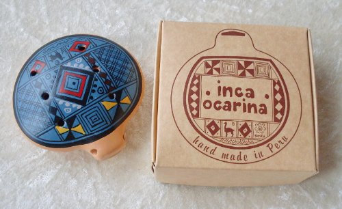 Inka Flöte Ocarina, traditionell aus Peru, Fairtrade blau