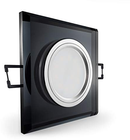 CONCEPTRUN LED Einbaustrahler Glas quadratisch schwarz verspiegelt Einbauleuchte Einbauspot GU10-230V Inkl. LED Leuchtmittel Warmweiß