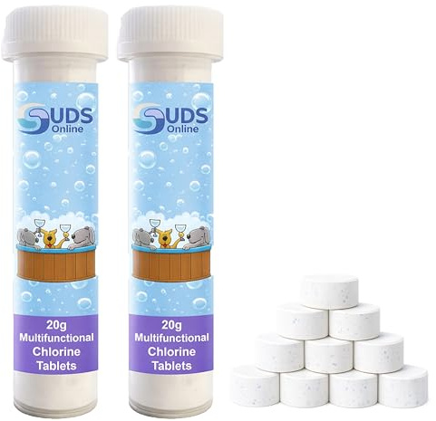 SUDS-ONLINE 20 x 20g Chlorine Tablets for Hot Tubs Swimming Pool