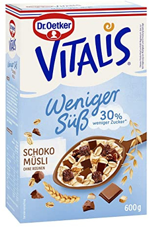 Dr. Oetker Vitalis Weniger Süß Schoko: Knuspermüsli mit Schokostückchen und Mandeln, 1er Packung, 600g